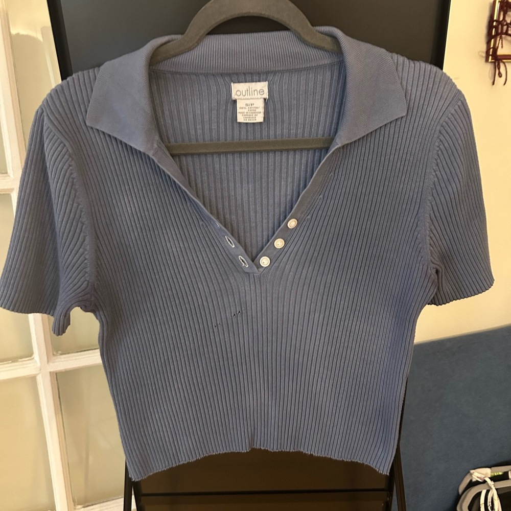 Oversized Knit Crop Polo